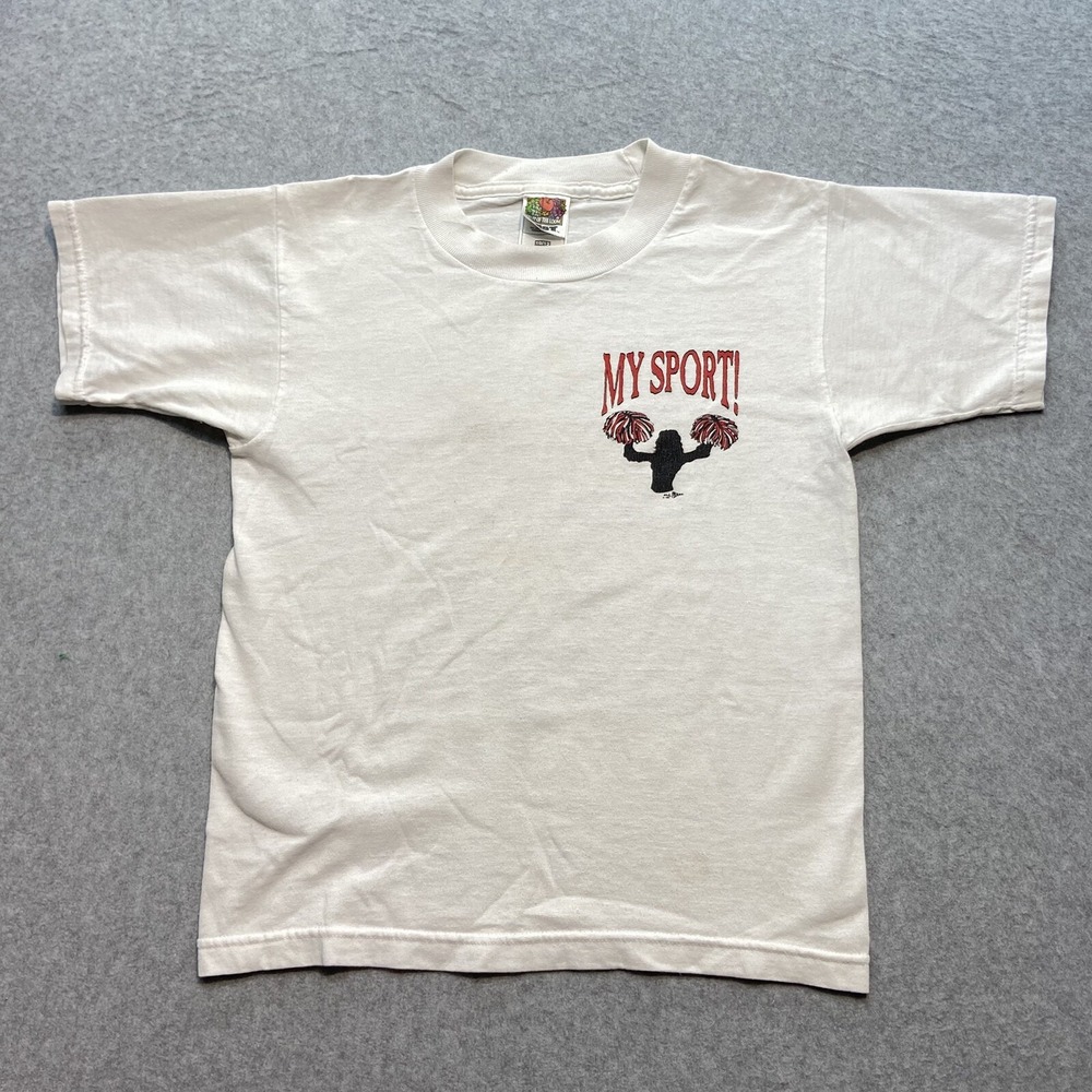 Vintage Girls Kids Cheerleading‎ Is My Sport White T-Shirt Size 10/12